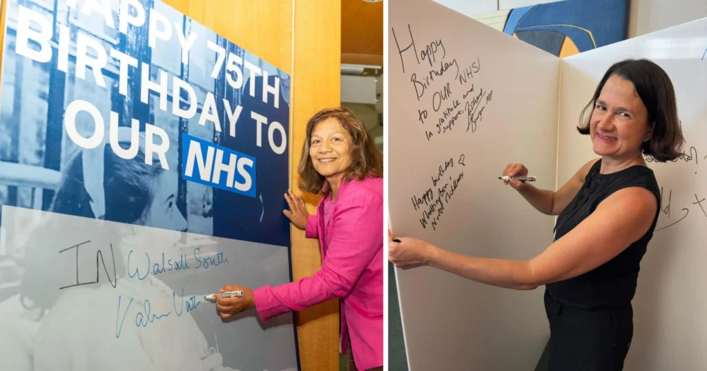 Members of Parliament signing Birthday card for NHS