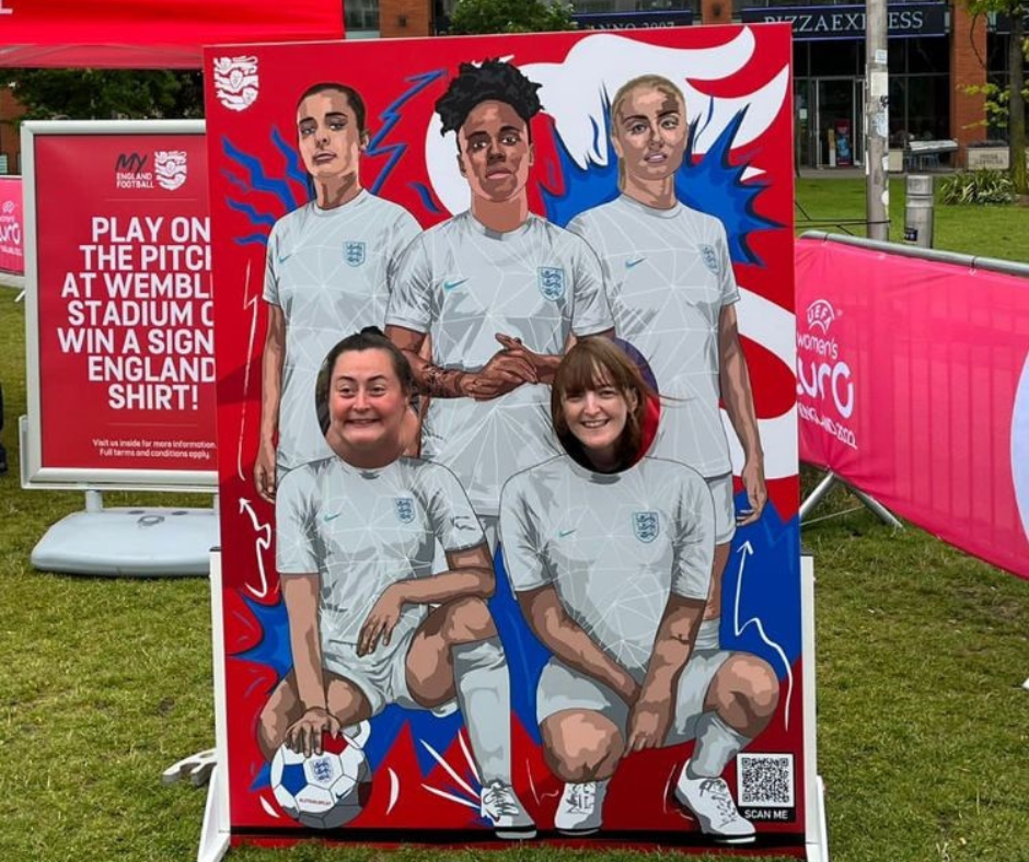 England Football photo cutout featuring England Women’s players & fans